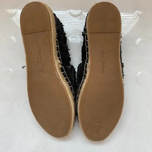 Sam Edelman Espadrille Sequin Detail Black Slip On Flats 8 - Picture 8 of 10